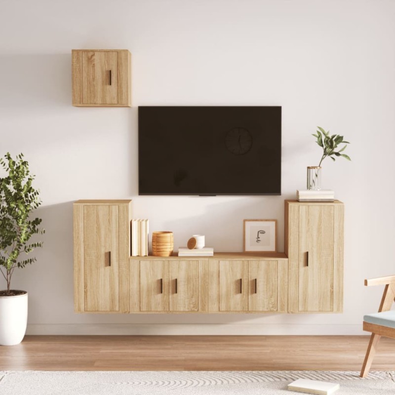 vidaXL 5-tlg. TV-Schrank-Set Sonoma-Eiche Holzwerkstoff vidaXL 5-tlg. TV-Schrank-Set Sonoma-Eiche Holzwerkstoff
