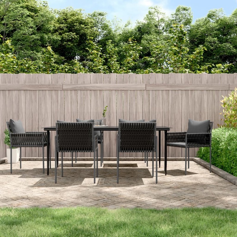 vidaXL 7-tlg. Garten-Essgruppe mit Kissen Poly Rattan und Stahl vidaXL 7-tlg. Garten-Essgruppe mit Kissen Poly Rattan und Stahl