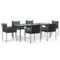 vidaXL 7-tlg. Garten-Essgruppe mit Kissen Poly Rattan und Stahl vidaXL 7-tlg. Garten-Essgruppe mit Kissen Poly Rattan und Stahl