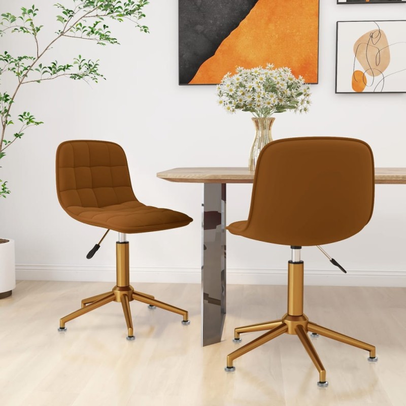 Esszimmerstühle 2 Stk. Drehbar Braun Samt Esszimmerstühle 2 Stk. Drehbar Braun Samt