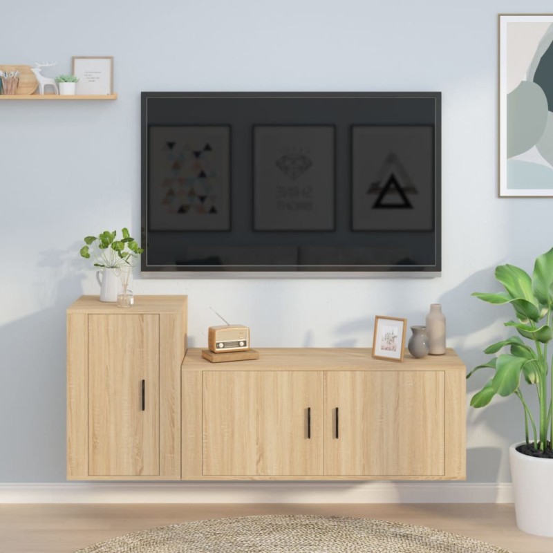 vidaXL 2-tlg. TV-Schrank-Set Sonoma-Eiche Holzwerkstoff vidaXL 2-tlg. TV-Schrank-Set Sonoma-Eiche Holzwerkstoff