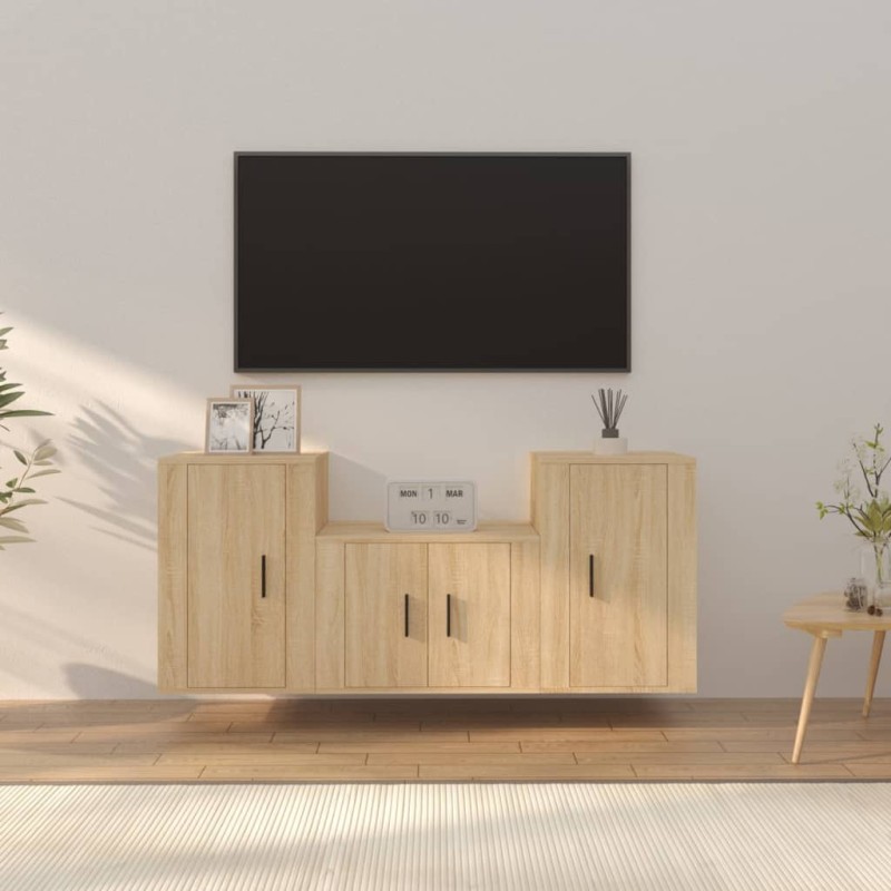 vidaXL 3-tlg. TV-Schrank-Set Sonoma-Eiche Holzwerkstoff vidaXL 3-tlg. TV-Schrank-Set Sonoma-Eiche Holzwerkstoff