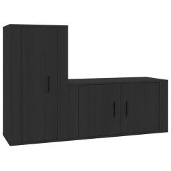 vidaXL 2-tlg. TV-Schrank-Set Schwarz Holzwerkstoff