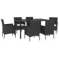 vidaXL 7-tlg. Garten-Essgruppe mit Kissen Schwarz Poly Rattan vidaXL 7-tlg. Garten-Essgruppe mit Kissen Schwarz Poly Rattan