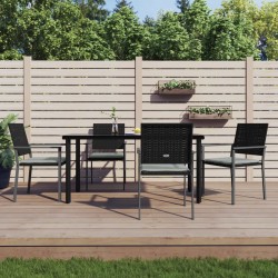 vidaXL 5-tlg. Garten-Essgruppe mit Kissen Poly Rattan und Stahl