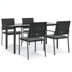 vidaXL 5-tlg. Garten-Essgruppe mit Kissen Poly Rattan und Stahl
