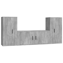 vidaXL 3-tlg. TV-Schrank-Set Betongrau Holzwerkstoff