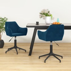 Esszimmerstühle 2 Stk. Drehbar Blau Samt