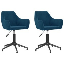 Esszimmerstühle 2 Stk. Drehbar Blau Samt