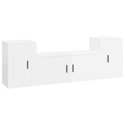 vidaXL 3-tlg. TV-Schrank-Set Hochglanz-Weiß Holzwerkstoff