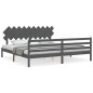 vidaXL Massivholzbett mit Kopfteil Grau 200x200 cm vidaXL Massivholzbett mit Kopfteil Grau 200x200 cm