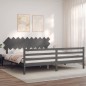 vidaXL Massivholzbett mit Kopfteil Grau 200x200 cm vidaXL Massivholzbett mit Kopfteil Grau 200x200 cm