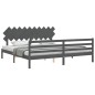 vidaXL Massivholzbett mit Kopfteil Grau 200x200 cm vidaXL Massivholzbett mit Kopfteil Grau 200x200 cm