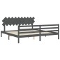 vidaXL Massivholzbett mit Kopfteil Grau 200x200 cm vidaXL Massivholzbett mit Kopfteil Grau 200x200 cm