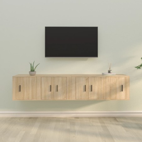 vidaXL 4-tlg. TV-Schrank-Set Sonoma-Eiche Holzwerkstoff