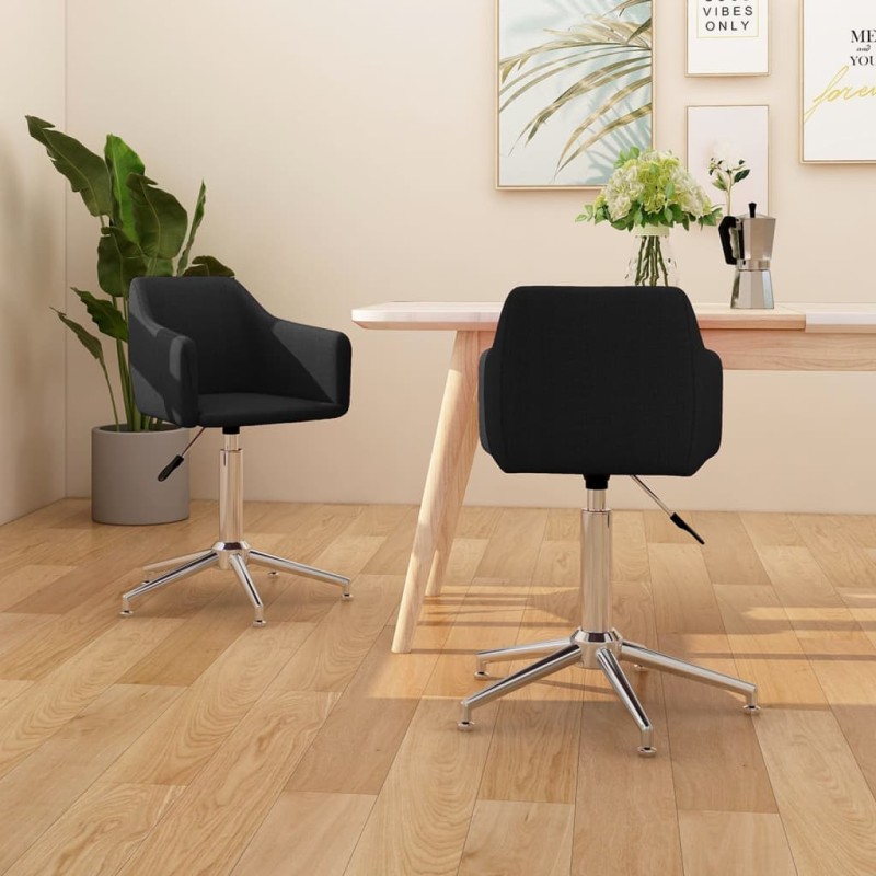 Esszimmerstühle 2 Stk. Drehbar Schwarz Stoff Esszimmerstühle 2 Stk. Drehbar Schwarz Stoff