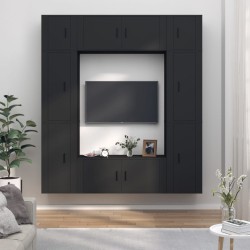 vidaXL 8-tlg. TV-Schrank-Set Schwarz Holzwerkstoff