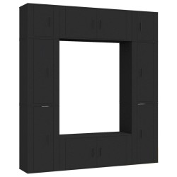 vidaXL 8-tlg. TV-Schrank-Set Schwarz Holzwerkstoff