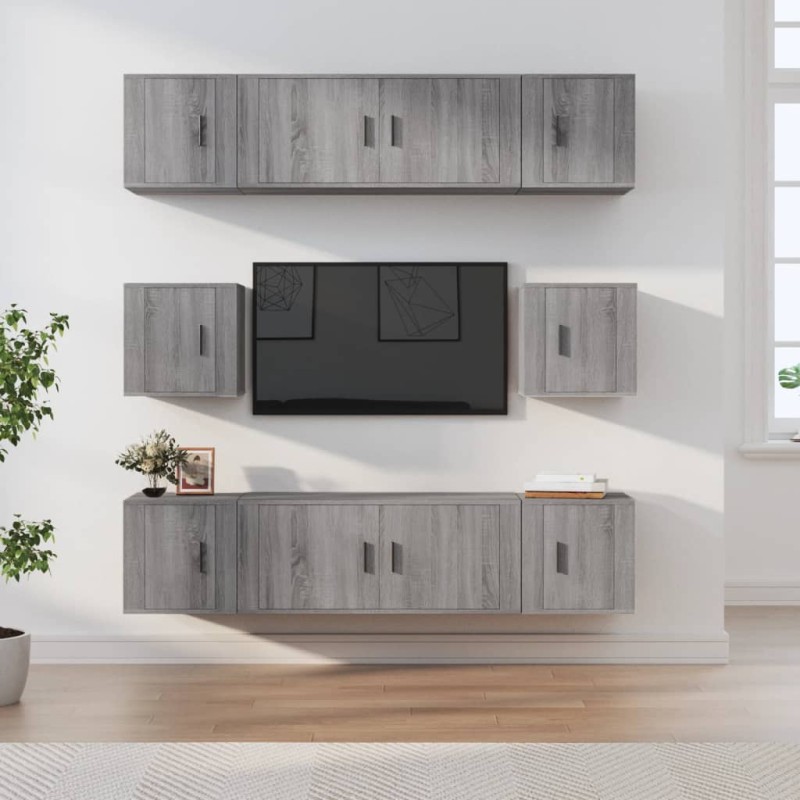 vidaXL 8-tlg. TV-Schrank-Set Grau Sonoma Holzwerkstoff vidaXL 8-tlg. TV-Schrank-Set Grau Sonoma Holzwerkstoff