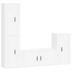 vidaXL 4-tlg. TV-Schrank-Set Hochglanz-Weiß Holzwerkstoff