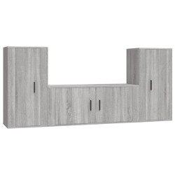 vidaXL 3-tlg. TV-Schrank-Set Grau Sonoma Holzwerkstoff