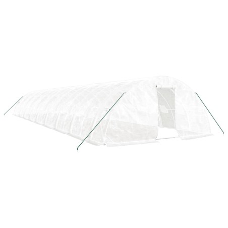 vidaXL Gewächshaus mit Stahlrahmen Weiß 90 m² 18x5x2,3 m