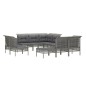 vidaXL 10-tlg. Garten-Lounge-Set mit Kissen Grau Poly Rattan vidaXL 10-tlg. Garten-Lounge-Set mit Kissen Grau Poly Rattan