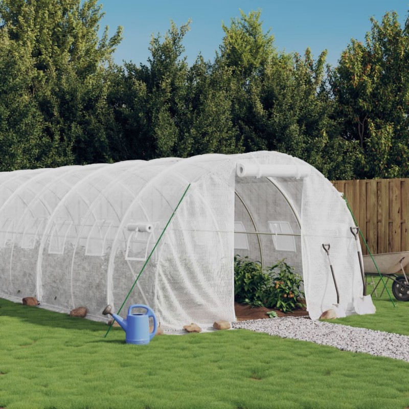 vidaXL Gewächshaus mit Stahlrahmen Weiß 54 m² 18x3x2 m vidaXL Gewächshaus mit Stahlrahmen Weiß 54 m² 18x3x2 m