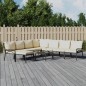 vidaXL 9-tlg. Garten-Lounge-Set mit Sandfarbigen Kissen Stahl vidaXL 9-tlg. Garten-Lounge-Set mit Sandfarbigen Kissen Stahl