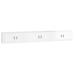 vidaXL TV-Wandschränke 3 Stk. Hochglanz-Weiß 100x34,5x40 cm