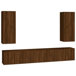 vidaXL 6-tlg. TV-Schrank-Set Braun Eichen-Optik Holzwerkstoff