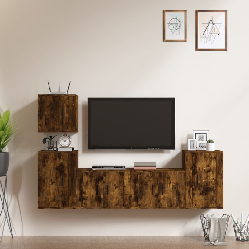 vidaXL 5-tlg. TV-Schrank-Set Räuchereiche Holzwerkstoff vidaXL 5-tlg. TV-Schrank-Set Räuchereiche Holzwerkstoff