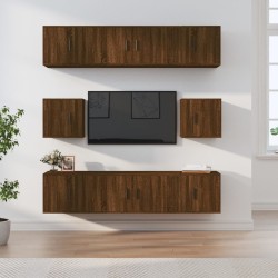 vidaXL 8-tlg. TV-Schrank-Set Braun Eichen-Optik Holzwerkstoff