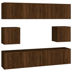 vidaXL 8-tlg. TV-Schrank-Set Braun Eichen-Optik Holzwerkstoff
