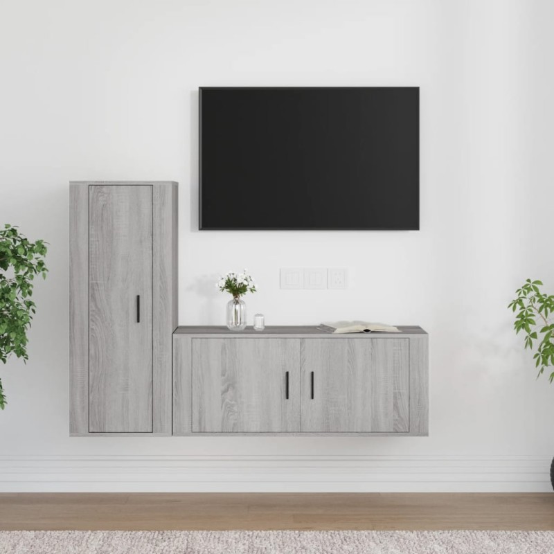 vidaXL 2-tlg. TV-Schrank-Set Grau Sonoma Holzwerkstoff vidaXL 2-tlg. TV-Schrank-Set Grau Sonoma Holzwerkstoff