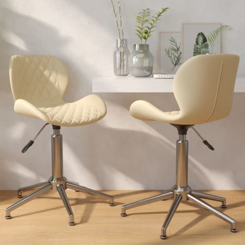 Esszimmerstühle 2 Stk. Drehbar Creme Samt Esszimmerstühle 2 Stk. Drehbar Creme Samt