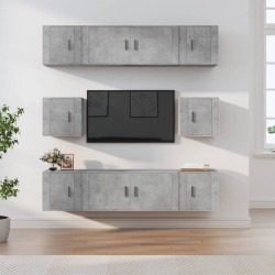 vidaXL 8-tlg. TV-Schrank-Set Betongrau Holzwerkstoff