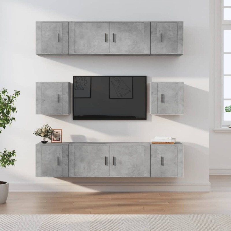 vidaXL 8-tlg. TV-Schrank-Set Betongrau Holzwerkstoff vidaXL 8-tlg. TV-Schrank-Set Betongrau Holzwerkstoff
