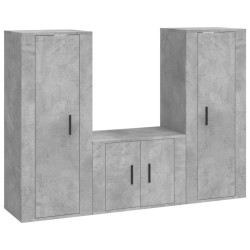 vidaXL 3-tlg. TV-Schrank-Set Betongrau Holzwerkstoff