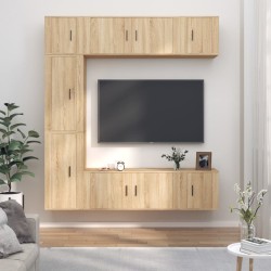 vidaXL 7-tlg. TV-Schrank-Set Sonoma-Eiche Holzwerkstoff
