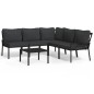 vidaXL 6-tlg. Garten-Lounge-Set mit Grauen Kissen Stahl vidaXL 6-tlg. Garten-Lounge-Set mit Grauen Kissen Stahl