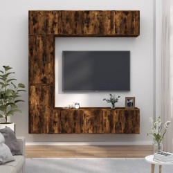 vidaXL 7-tlg. TV-Schrank-Set Räuchereiche Holzwerkstoff