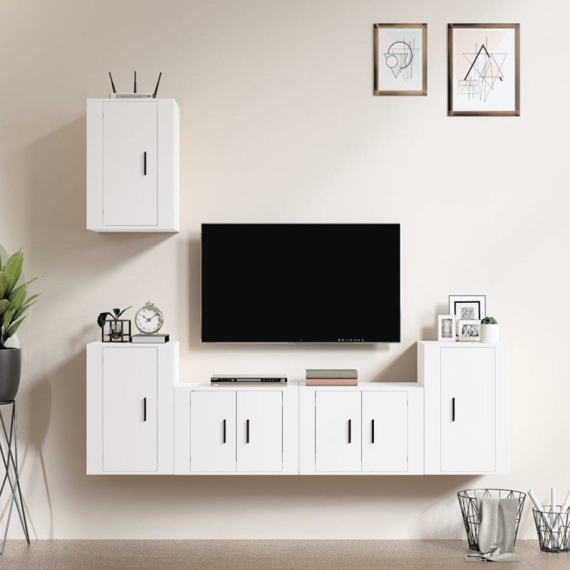 vidaXL 5-tlg. TV-Schrank-Set Weiß Holzwerkstoff vidaXL 5-tlg. TV-Schrank-Set Weiß Holzwerkstoff
