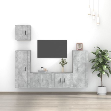 vidaXL 5-tlg. TV-Schrank-Set Betongrau Holzwerkstoff