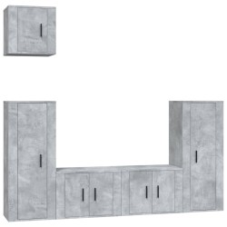 vidaXL 5-tlg. TV-Schrank-Set Betongrau Holzwerkstoff