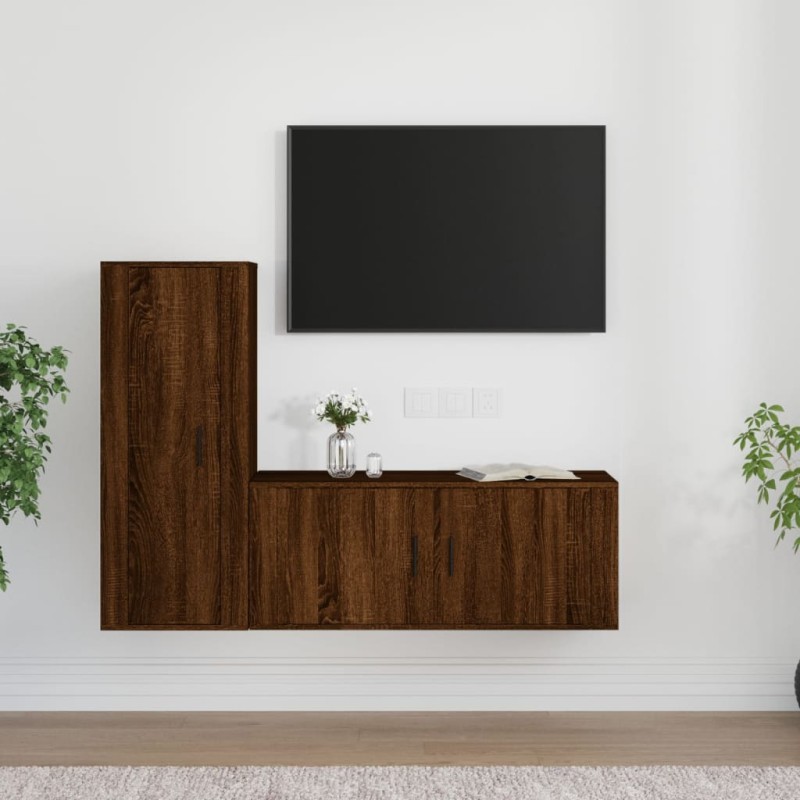vidaXL 2-tlg. TV-Schrank-Set Braun Eichen-Optik Holzwerkstoff vidaXL 2-tlg. TV-Schrank-Set Braun Eichen-Optik Holzwerkstoff