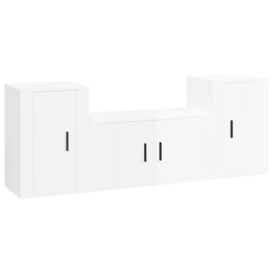 vidaXL 3-tlg. TV-Schrank-Set Hochglanz-Weiß Holzwerkstoff
