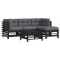 vidaXL 5-tlg. Garten-Lounge-Set mit Kissen Schwarz Massivholz vidaXL 5-tlg. Garten-Lounge-Set mit Kissen Schwarz Massivholz