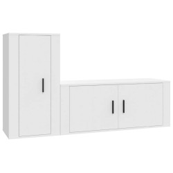 vidaXL 2-tlg. TV-Schrank-Set Weiß Holzwerkstoff