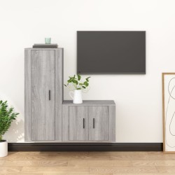 vidaXL 2-tlg. TV-Schrank-Set Grau Sonoma Holzwerkstoff